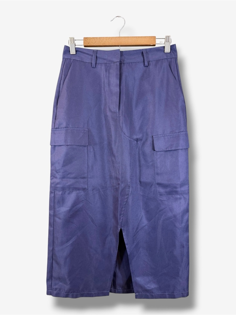 Vero Moda SIKKA Midi Skirt Size S High Waist Utility Split Front Indigo Casual